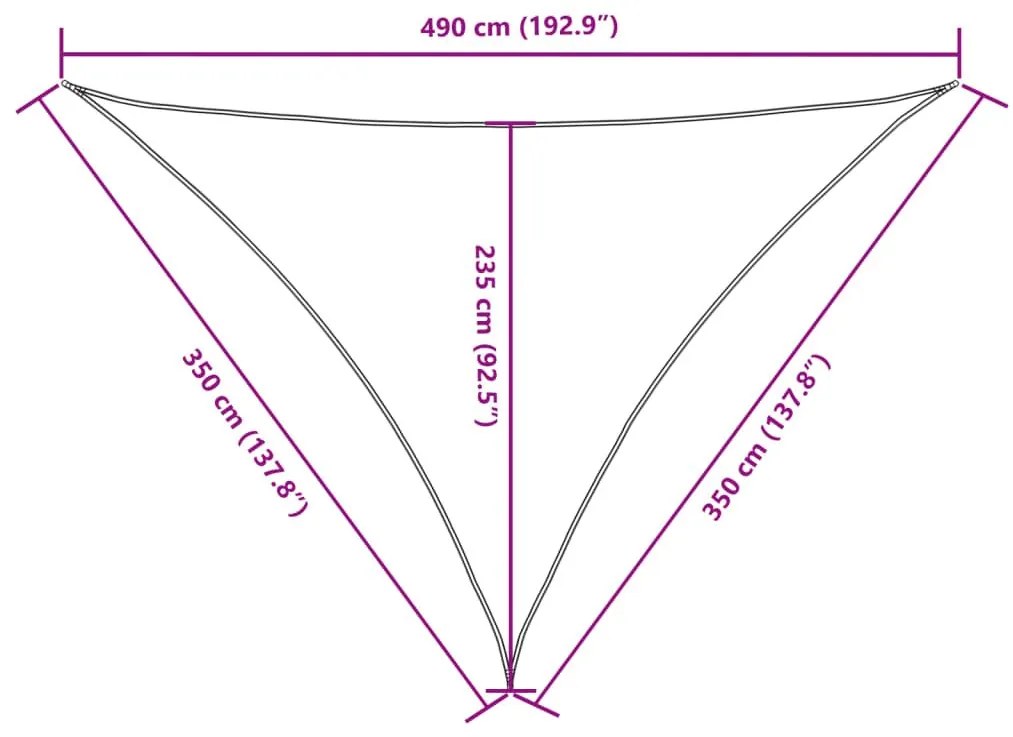 Πανί Σκίασης Τρίγωνο Καφέ 3,5 x 3,5 x 4,9 μ. από Ύφασμα Oxford - Καφέ