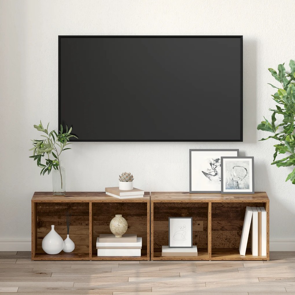 vidaXL Σετ επίπλου τηλεόρασης 2 pcs Παλιό Ξύλο Επεξεργασμένο ξύλο