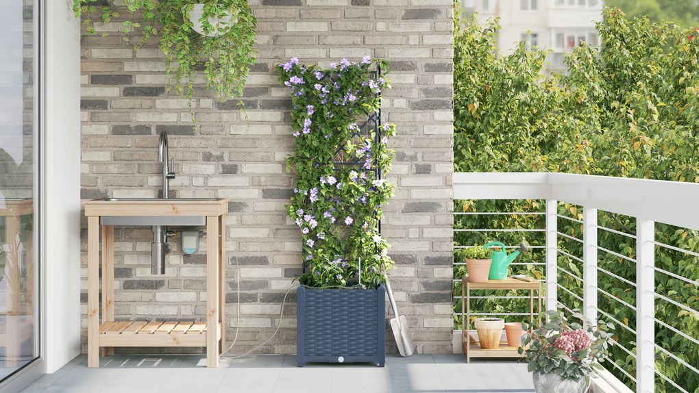 vidaXL Γλάστρες Κήπου 1 τεμ Καφασωτό Γκρι 40 x 40 x 142 cm Πλαστικό