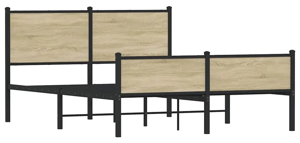 vidaXL Σκελετός Κρεβ. Χωρίς Στρώμα Sonoma Δρυς 150x200 εκ. Μεταλλικό