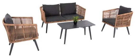 ΣΑΛΟΝΙ ΕΞ.ΧΩΡΟΥ 4ΤΜΧ FREJA HM6057.03 ΑΛΟΥΜ.ΑΝΘΡΑΚΙ-PE RATTAN ΜΠΕΖ-ΑΝΘΡΑΚΙ ΜΑΞΙΛΑΡΙΑ