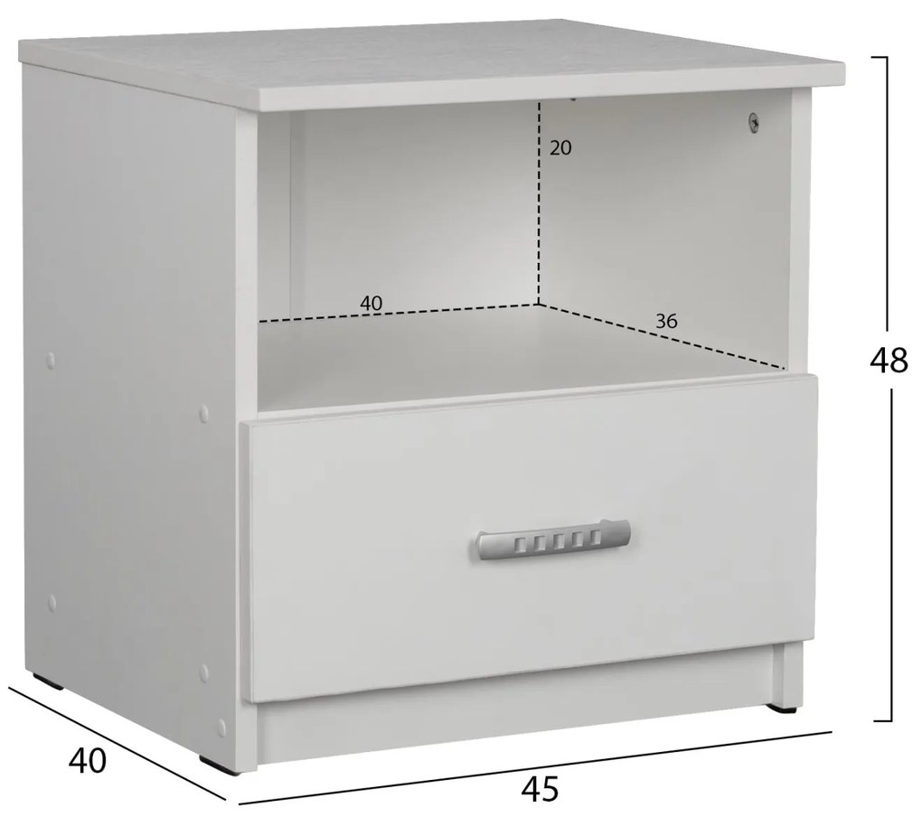 Σετ Κρεβατοκάμαρας ADLER C11758.03 5τεμ. Μελαμίνη Λευκό για Στρώμα 160x200εκ 170x205x95 εκ.
