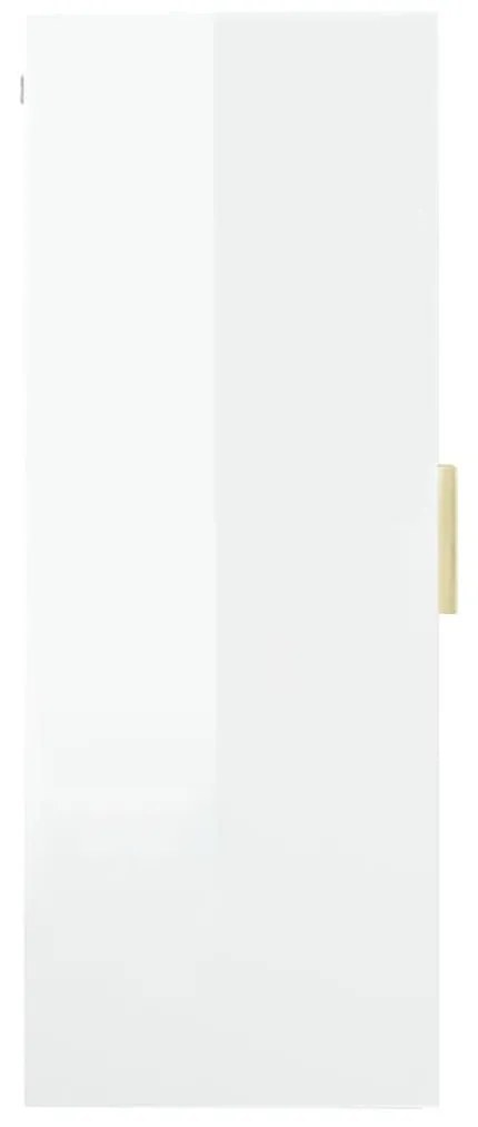 Ντουλάπι Τοίχου Κρεμαστό Γυαλιστερό Λευκό 69,5x34x90 εκ. - Λευκό