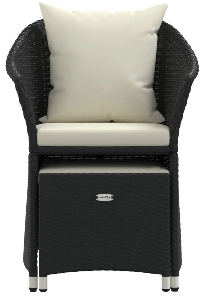 vidaXL Σαλόνι Κήπου Σετ 2 Τεμαχίων Μαύρο Συνθετικό Ρατάν με Μαξιλάρια