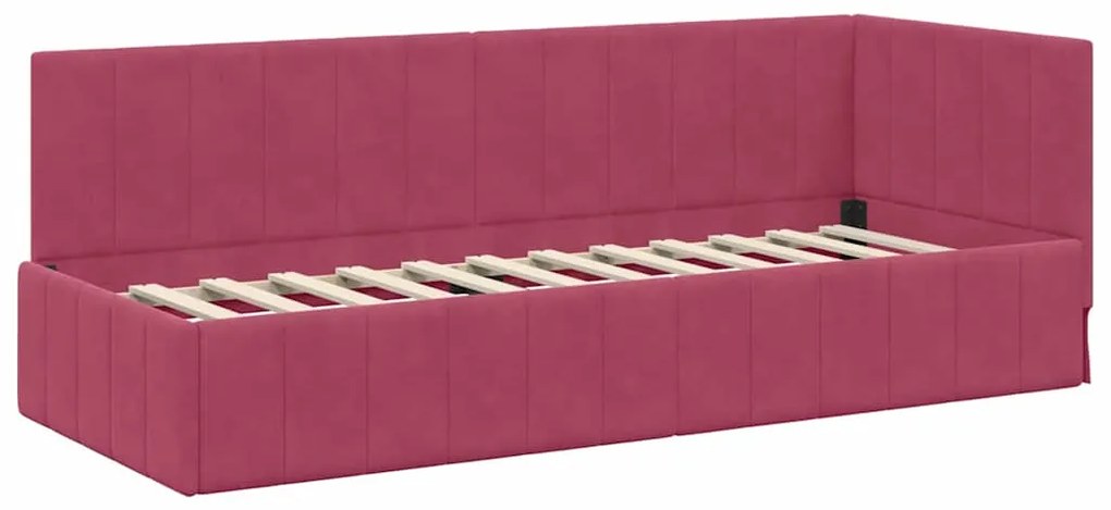 vidaXL Κρεβάτι Γωνίας με στρώμα Μπορντό 80 x 200 cm Βελούδο