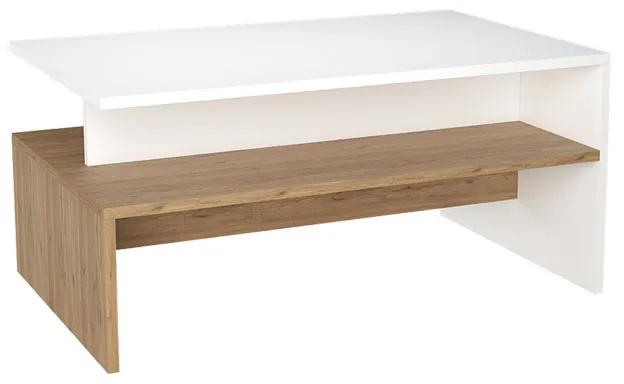 Τραπέζι σαλονιού Rihardo pakoworld μελαμίνης oak-λευκό 90x56x42εκ Model: 197-000185