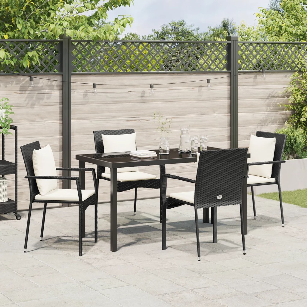 vidaXL Σετ Τραπεζαρίας Κήπου 5 pcs Μαύρο 140 x 70 x 73 cm PE Ρατάν