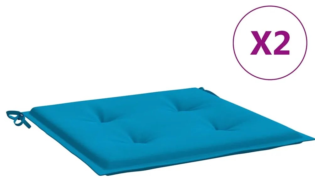 vidaXL Μαξιλάρια Καρέκλας Κήπου 2 τεμ. Μπλε 40x40x4 εκ. Υφασμάτινα