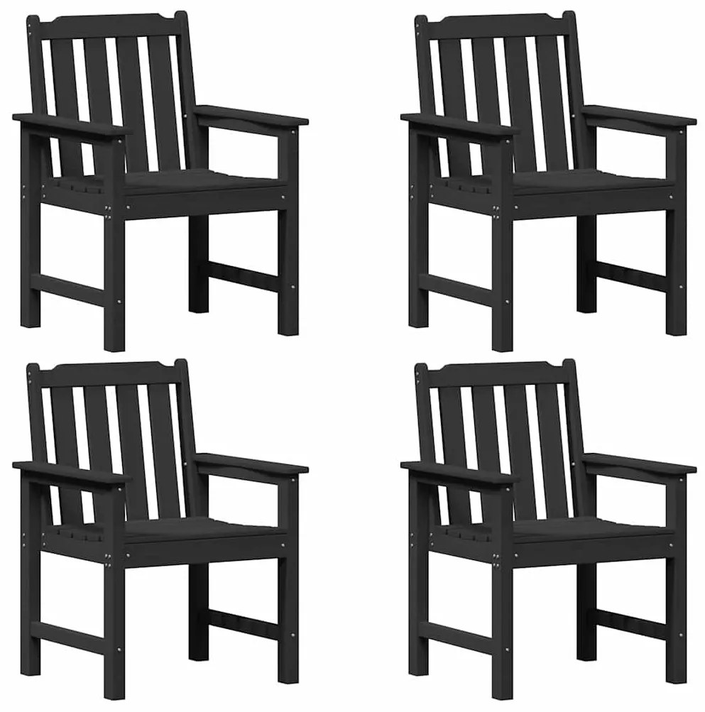 vidaXL Καρέκλα φαγητού κήπου 4 pcs Μαύρο 65.5 x 55.5 x 88cm Πλαστικό