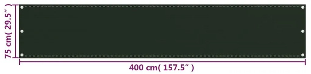 Διαχωριστικό Βεράντας Σκούρο Πράσινο 75 x 400 εκ. από HDPE - Πράσινο