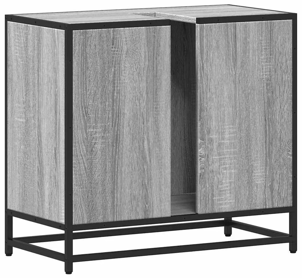 vidaXL Ντουλάπι νιπτήρα μπάνιου γκρι Sonoma 65x33x60 cm