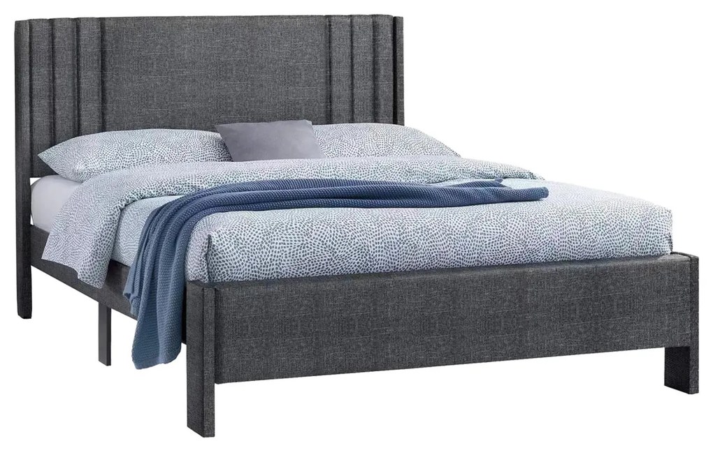 Επενδυμένο Κρεβάτι CREDENCE Διπλό Γκρί 160x200 εκ. 170x217x116 εκ.