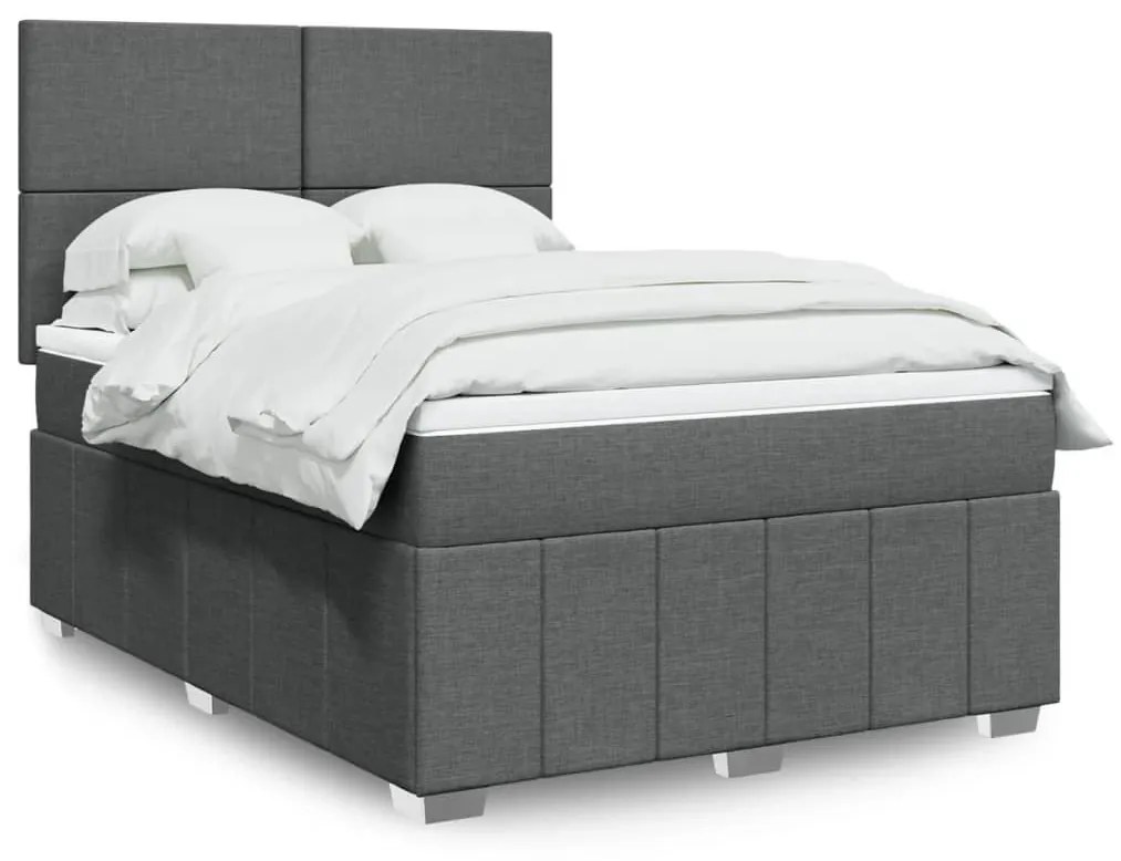 ΚΡΕΒΑΤΙ BOXSPRING ΜΕ ΣΤΡΩΜΑ ΣΚΟΥΡΟ ΓΚΡΙ 140X190 ΕΚ. ΥΦΑΣΜΑΤΙΝΟ 3291657