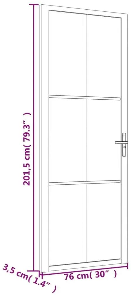 Εσωτερική Πόρτα 76 x 201,5 εκ. Λευκό ESG Γυαλί και Αλουμίνιο - Λευκό