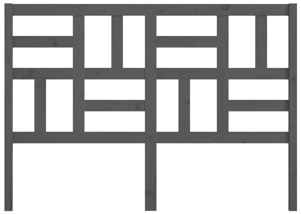 vidaXL Κεφαλάρι Κρεβατιού Γκρι 126x4x104 εκ. από Μασίφ Ξύλο Πεύκου