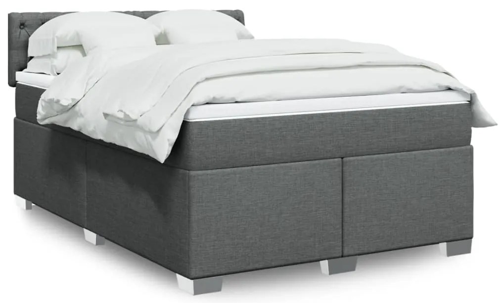 vidaXL Κρεβάτι Boxspring με Στρώμα Σκούρο Γκρι 140x190 εκ. Υφασμάτινο