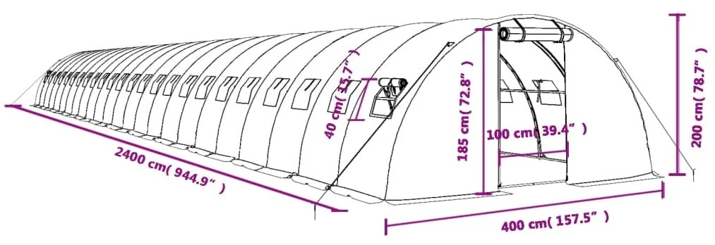 ΘΕΡΜΟΚΗΠΙΟ ΛΕΥΚΟ 96 Μ² 24 X 4 X 2 Μ. ΜΕ ΑΤΣΑΛΙΝΟ ΠΛΑΙΣΙΟ 3188082