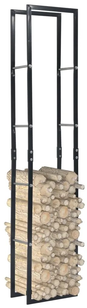 vidaXL Ράφι Καυσόξυλων Μαύρο 40 x 25 x 200 εκ. Ατσάλινο
