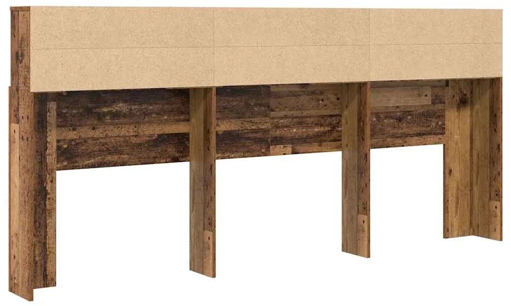 vidaXL Κρεβάτι με Κεφαλάρι με ράφι Παλιό ξύλο 220 x 19 x 101,5 εκ