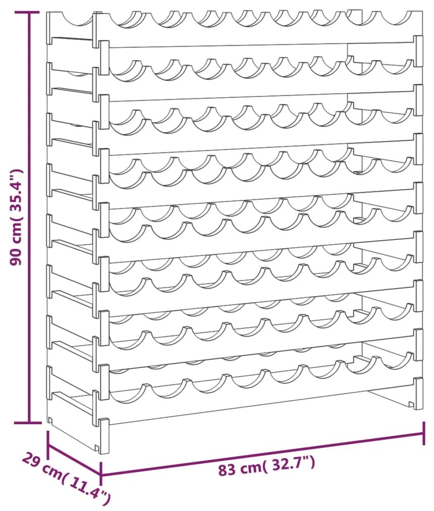 vidaXL Ραφιέρα Κρασιών 83 x 29 x 90 εκ. από Μασίφ Ξύλο Πεύκου