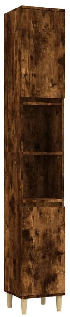 vidaXL Ντουλάπι Μπάνιου Καπνιστή Δρυς 30x30x190 εκ. Επεξεργασμένο Ξύλο
