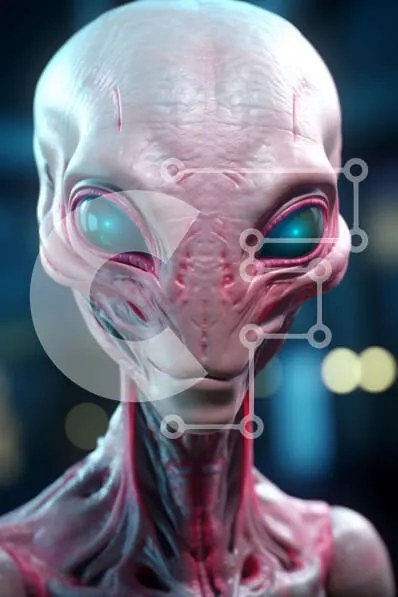 Intra Συλλεκτικό Ξύλινο Παζλ Plywood  4mm - Εξωγήινο πρόσωπο με μπλε μάτια Σε Ξύλινο Κουτί - Διαστάσεις Puzzle: 10x10 cm – 25 κομμάτια