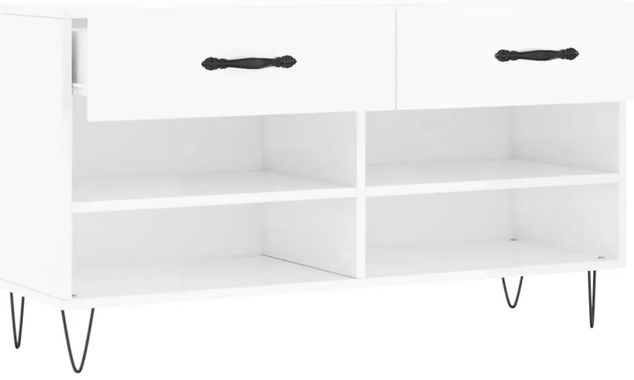 vidaXL Παπουτσοθήκη Γυαλιστερό Λευκό 102x35x55 εκ. Επεξεργασμένο Ξύλο