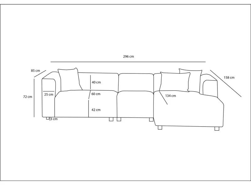 Γωνιακός καναπές Lindena pakoworld αριστερή γωνία ανοιχτό γκρι ύφασμα 296x158x72εκ