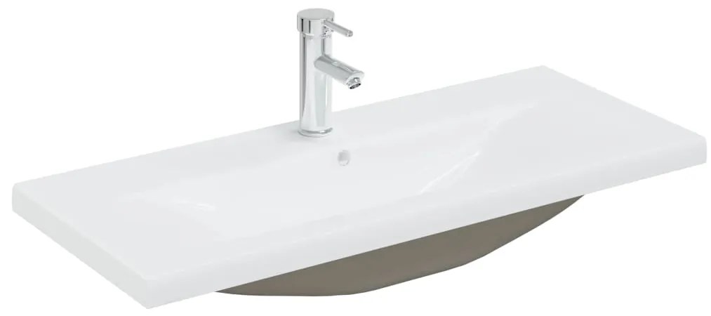 vidaXL Νιπτήρας Ένθετος Λευκός 91 x 39 x 18 εκ. Κεραμικός με Βρύση