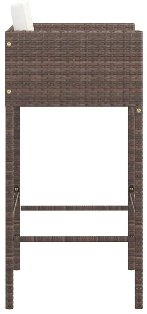 vidaXL Σκαμπό Μπαρ 2 τεμ. Καφέ από Συνθετικό Ρατάν με Μαξιλάρια