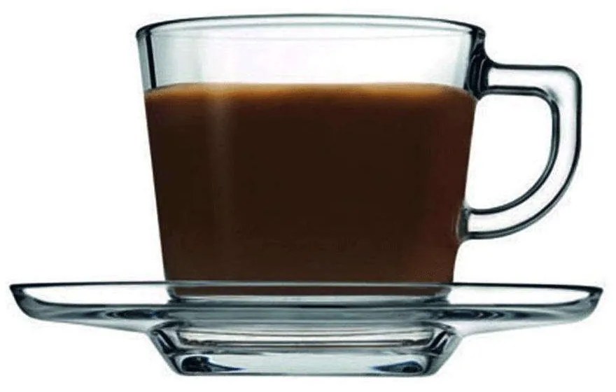 Φλυτζάνι Cappuccino Με Πιατάκι Carre SP95307G6 215ml Clear Espiel Glass