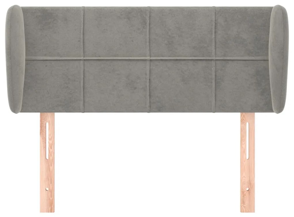 vidaXL Κεφαλάρι με Πτερύγια Ανοιχτό Γκρι 93x23x78/88 εκ. Βελούδινο