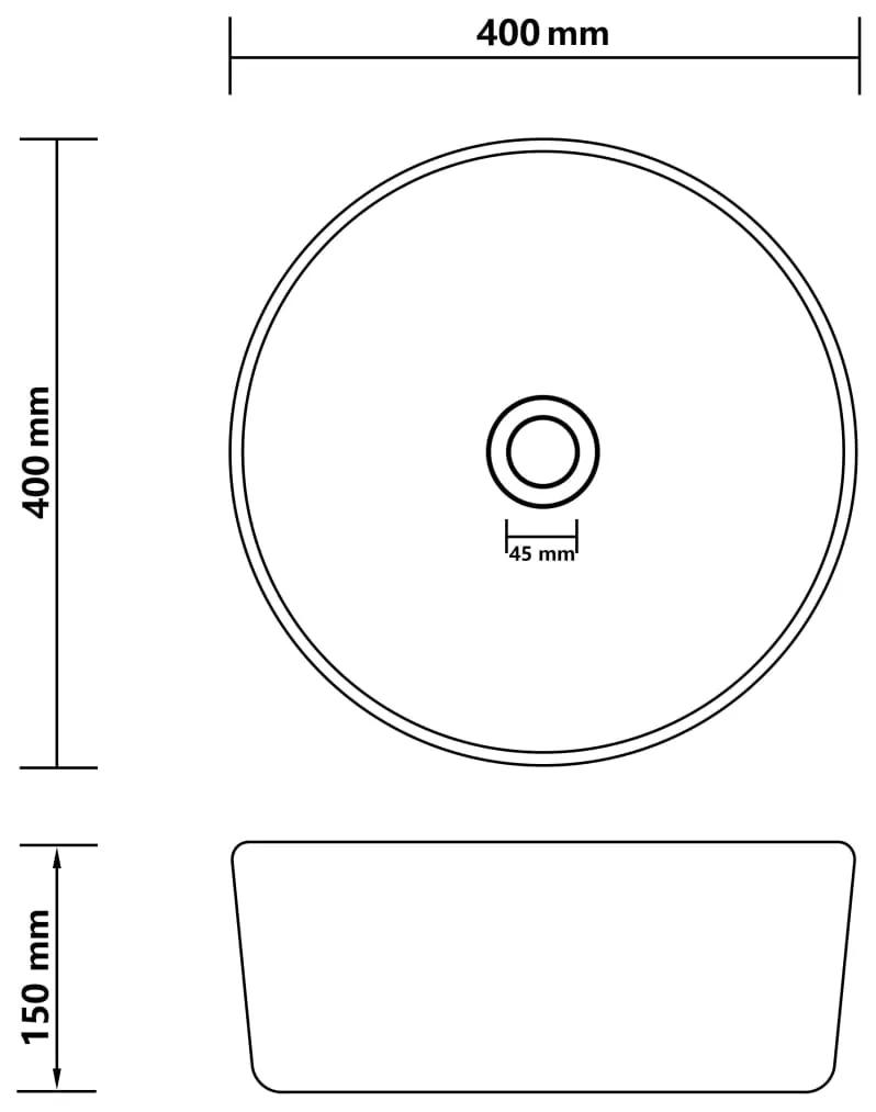 vidaXL Νιπτήρας Πολυτελής Στρογγυλός Κρεμ Ματ 40 x 15 εκ. Κεραμικός