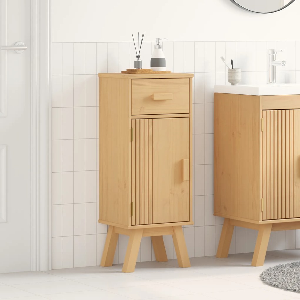 vidaXL Ντουλάπα Αποθήκευσης μπάνιου  35x30x90 εκ από μασίφ ξύλο πεύκου