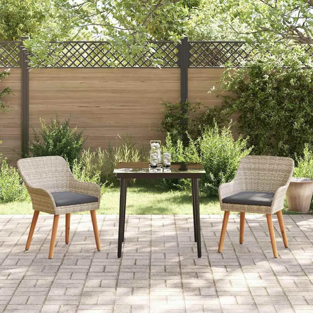 vidaXL Σετ τραπεζαρίας 3 pcs Ανοιχτό γκρι Πολυ ράταν