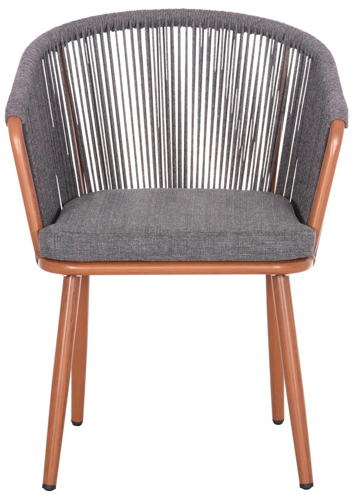 Καρέκλα - Πολυθρόνα HARRIET C5548.11 Αλουμίνιο Καφέ με Σχοινί Γκρί 60x62x80,5Υ εκ. 4αδα 60x62x80.5 εκ.