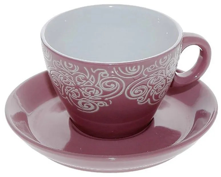 Φλυτζάνι Καφέ 280ml + Πιατάκι Espiel Vienna Pink HUN121K6