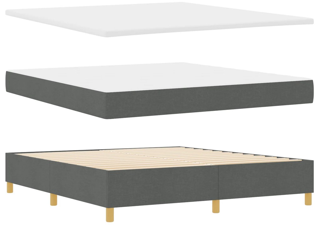vidaXL Κρεβάτι Box Spring με Στρώμα & LED Σκούρο Γκρι 180x200 εκ Ύφασμα