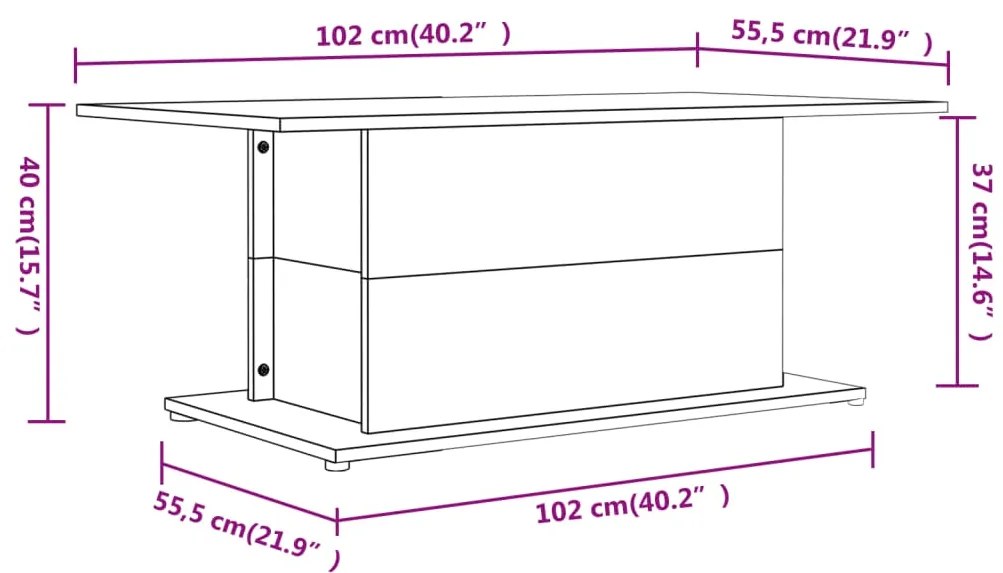 vidaXL Τραπεζάκι Σαλονιού Sonoma Δρυς 102x55,5x40 εκ. Επεξεργ. Ξύλο