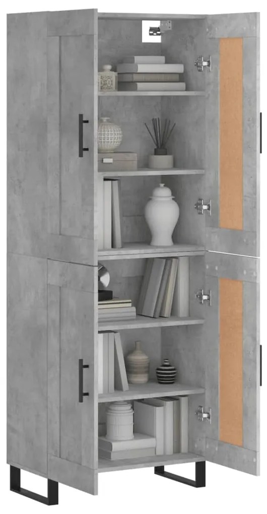 vidaXL Ντουλάπι Γκρι Σκυροδέματος 69,5x34x180 εκ. Επεξεργασμένο Ξύλο