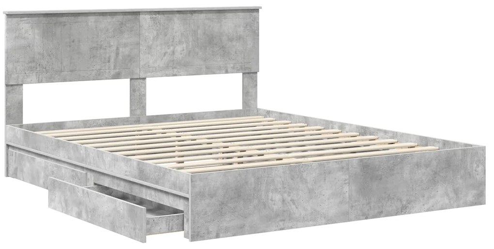 vidaXL Κρεβάτι Αποθήκης Σκυρόδεμα Γκρι 160 x 200 cm Επεξεργασμένο ξύλο