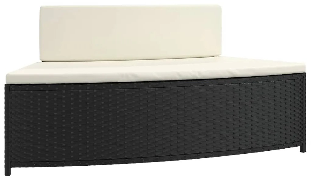 vidaXL Πάγκοι Σπα 2 τεμ. Μαύροι από Συνθετικό Ρατάν με Μαξιλάρια