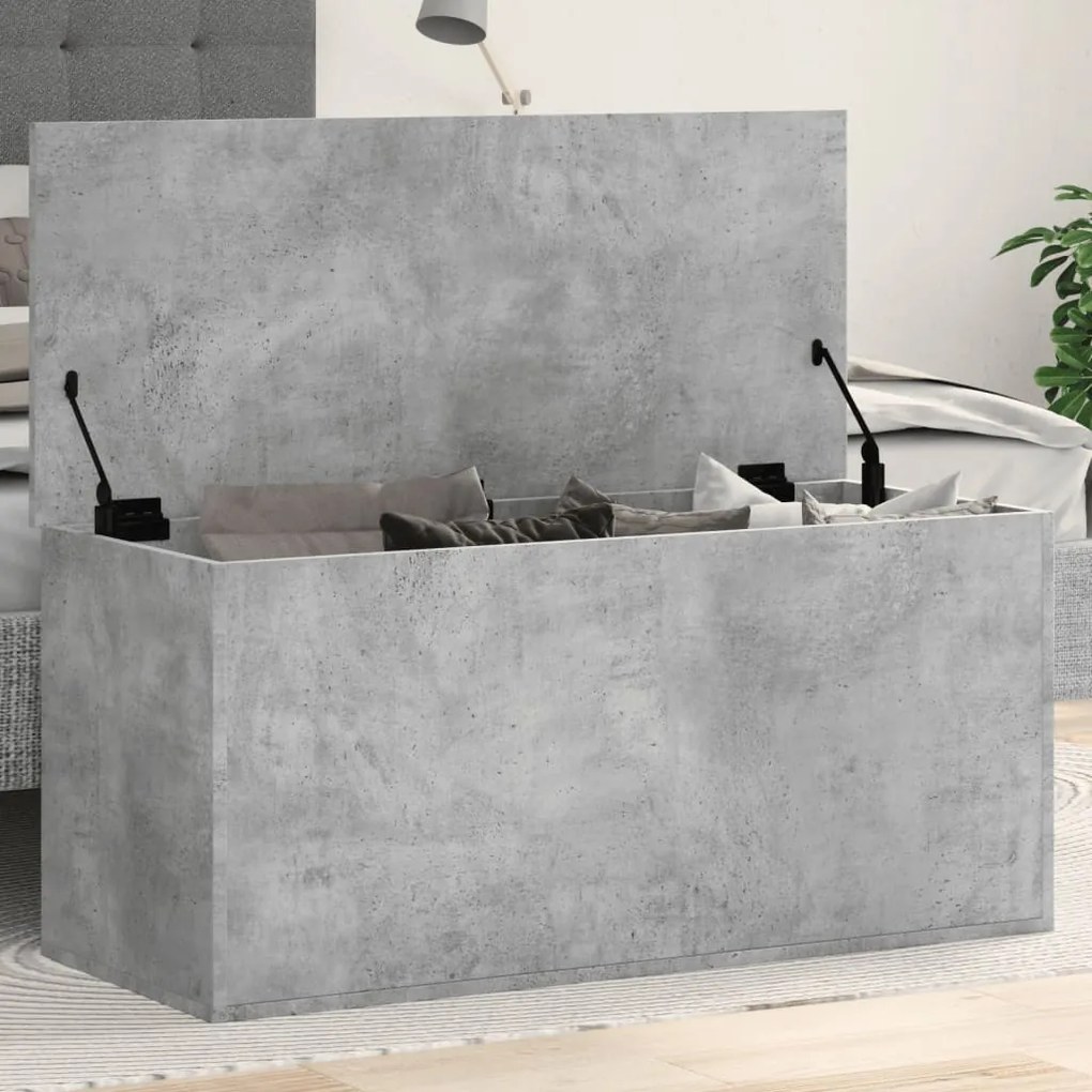 vidaXL Κουτί Αποθήκευσης Γκρι Σκυροδέματος 100x42x46 εκ. Επεξεργ. Ξύλο