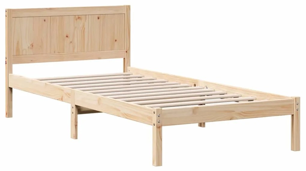 vidaXL Σκελετός Κρεβατιού Καφέ 90 x 200 cm Μασίφ ξύλο πεύκου