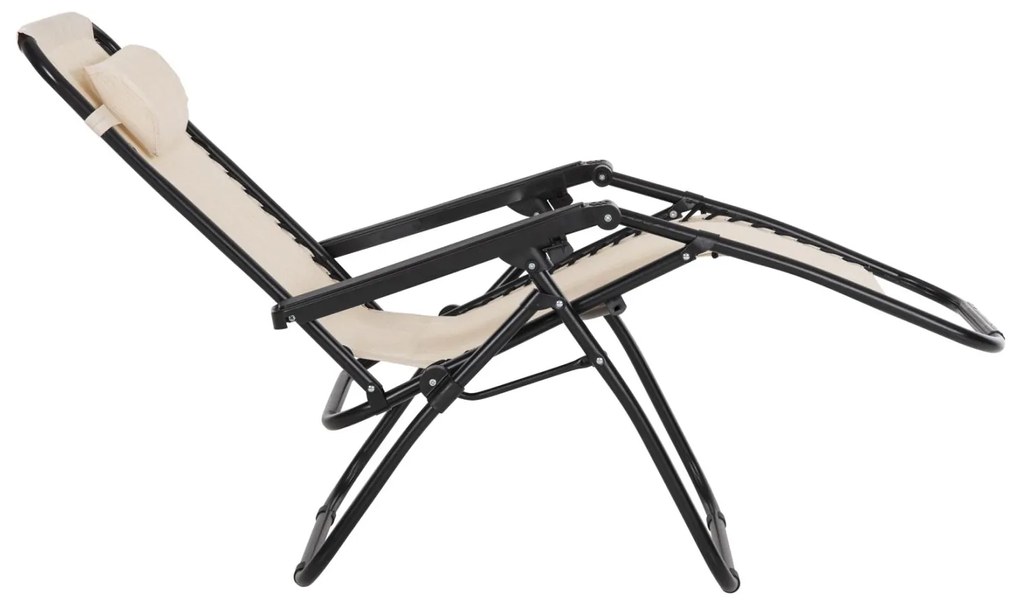 Καρέκλα - Πολυθρόνα RELAX COMPANION C5095.12 Μαύρο Μέταλλο με Μπέζ Textiline 67x145x110Υεκ. 2αδα 67x145x110 εκ.