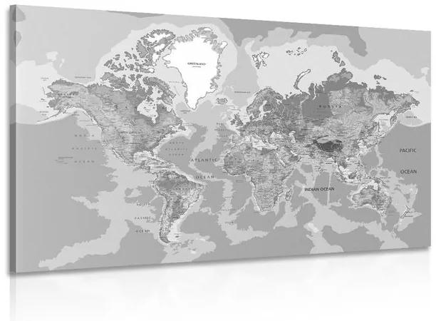 Εικόνα ενός κλασικού παγκόσμιου χάρτη σε ασπρόμαυρο