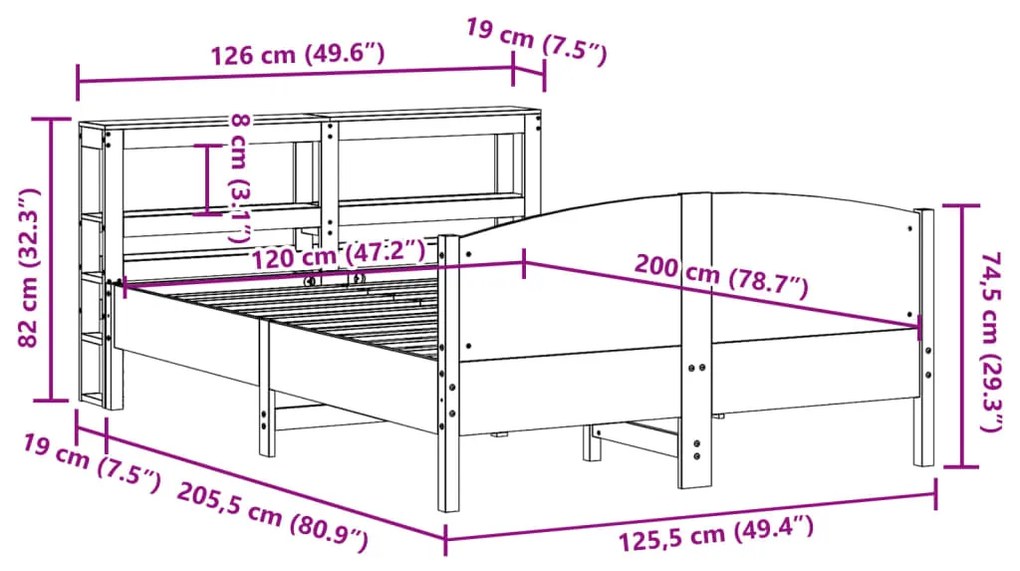 ΣΚΕΛΕΤΟΣ ΚΡΕΒΑΤΙΟΥ ΧΩΡΙΣ ΣΤΡΩΜΑ 120X200 ΕΚ ΜΑΣΙΦ ΞΥΛΟ ΠΕΥΚΟΥ 3306228