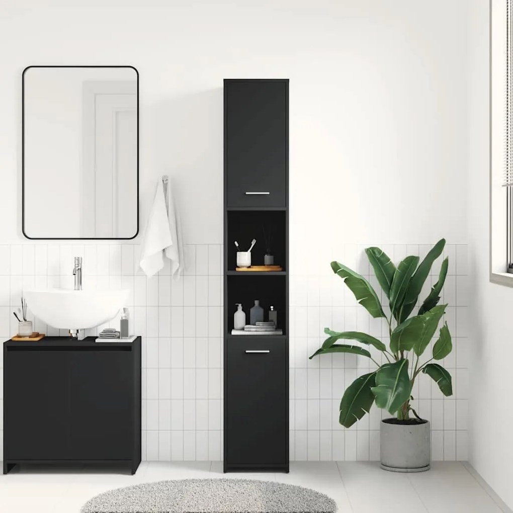 vidaXL Στήλη Μπάνιου Μαύρη 30 x 30 x 183,5 εκ. από Επεξεργασμένο Ξύλο