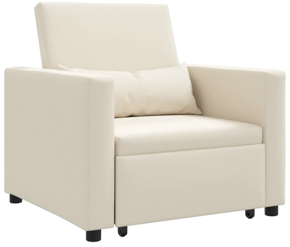 vidaXL Μονός καναπές-κρεβάτι Κρεμ λευκό 90 x 165 x 87 εκ. Λινό