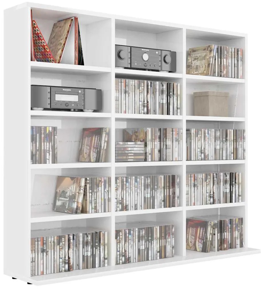 vidaXL Έπιπλο για CD Γυαλιστερό Λευκό 100 x 23 x 89,5 εκ. Επεξ. Ξύλο
